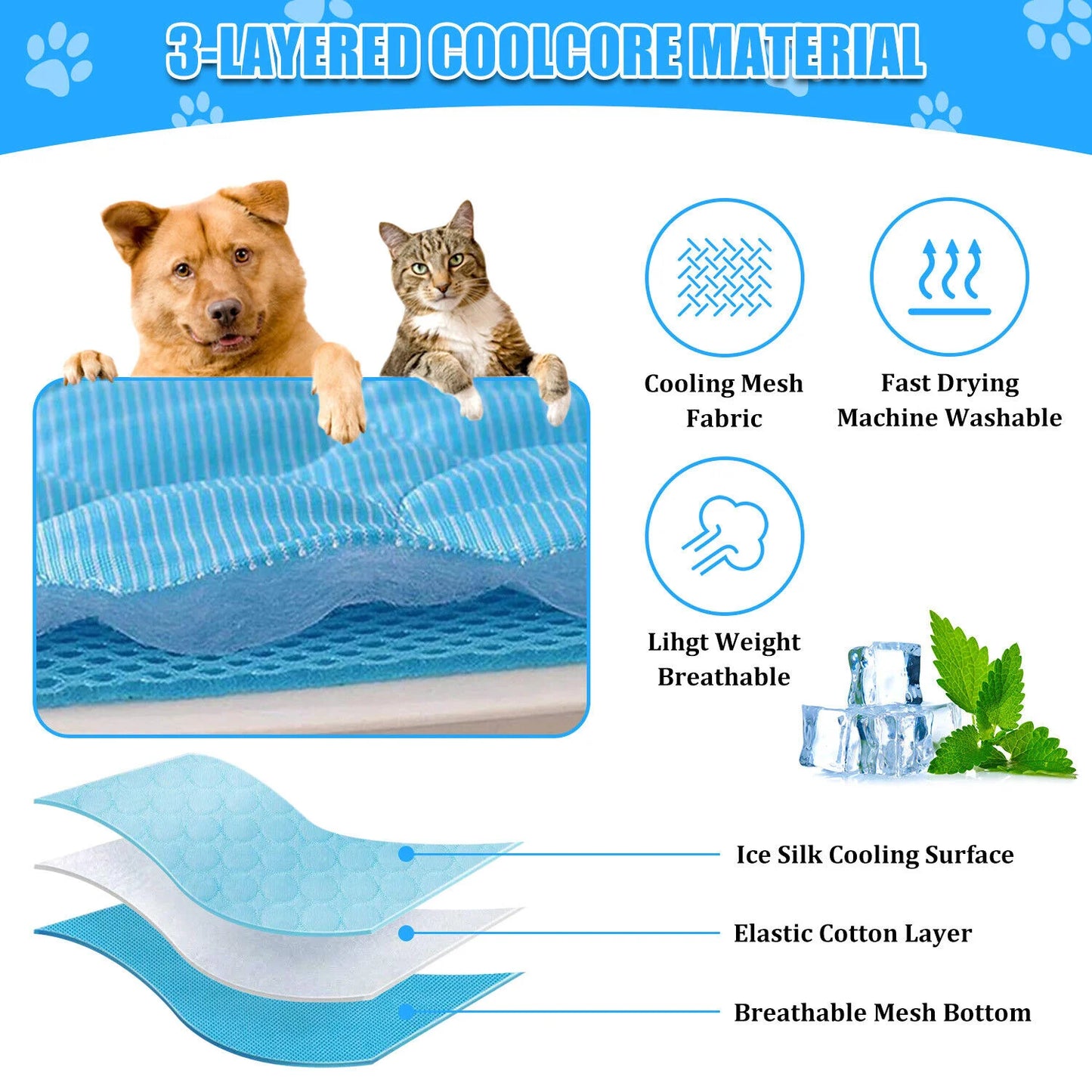 Pet Cooling Mat For Dogs And Cats Ultra Comfort Pad