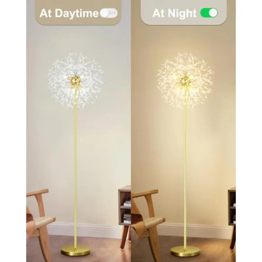 MDNG Crystal Floor Lamp With On Off Foot Switch Midcentury
