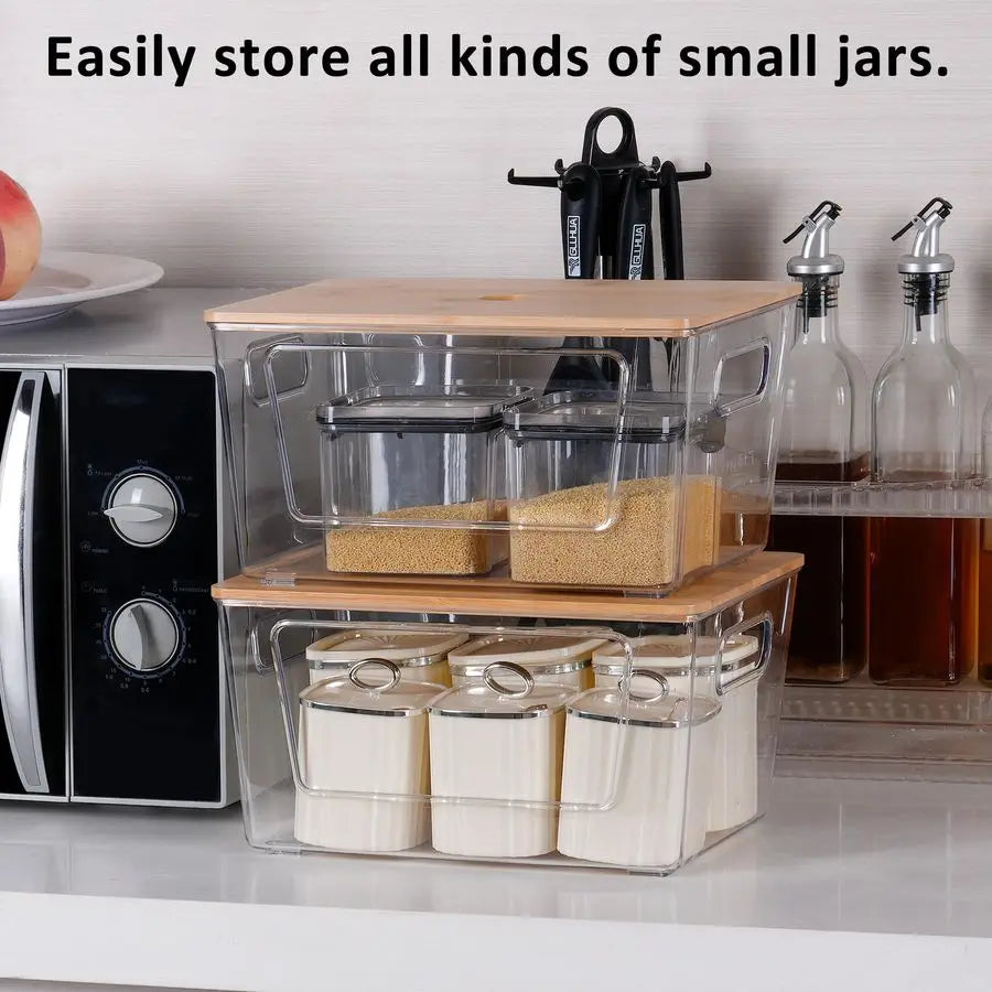 XMSJ Stackable Trash Bag Holder With Bamboo Lid Dispenser