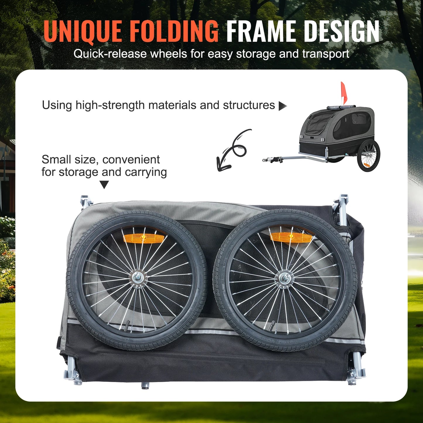 Dog Bike Trailer Pet Cart For Bicycle Carrier With Reflectors