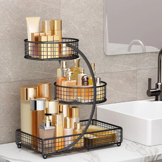 XMSJ Makeup Organizer For Vanity 3 Tier Metal Bathroom Countertop