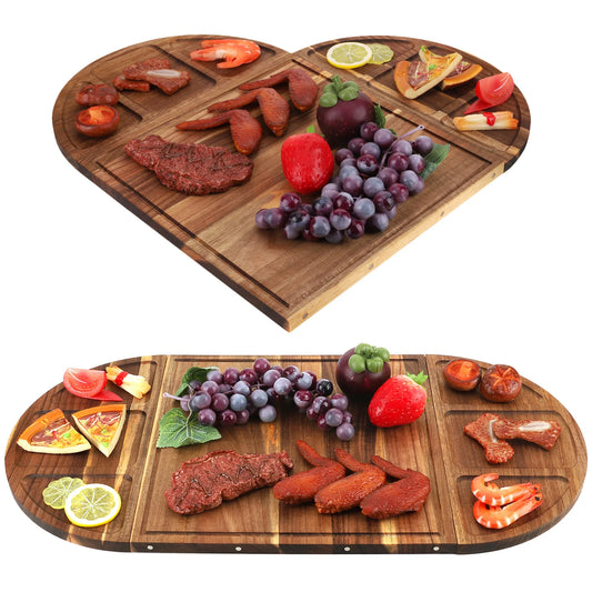 Acacia Wood Serving Tray Charcuterie Board With Grooves Magnetic