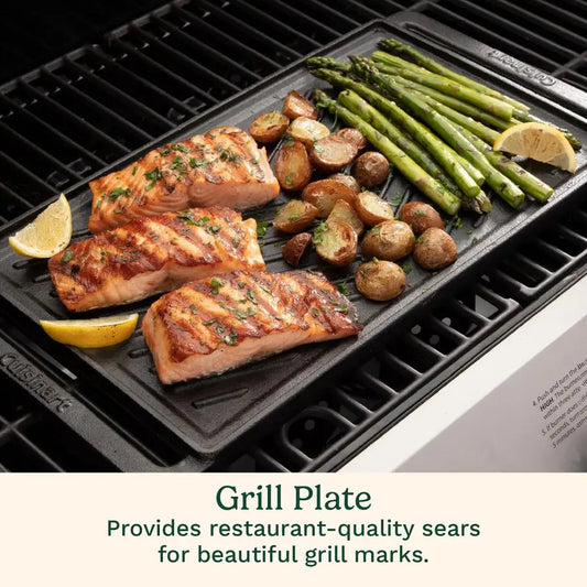 Reversible Cast Iron Grill Griddle Plate Preseasoned for Stovetop Cooking