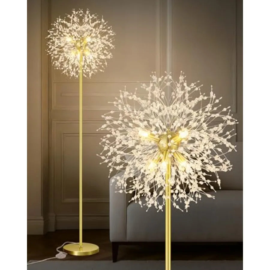 MDNG Crystal Floor Lamp With On Off Foot Switch Midcentury