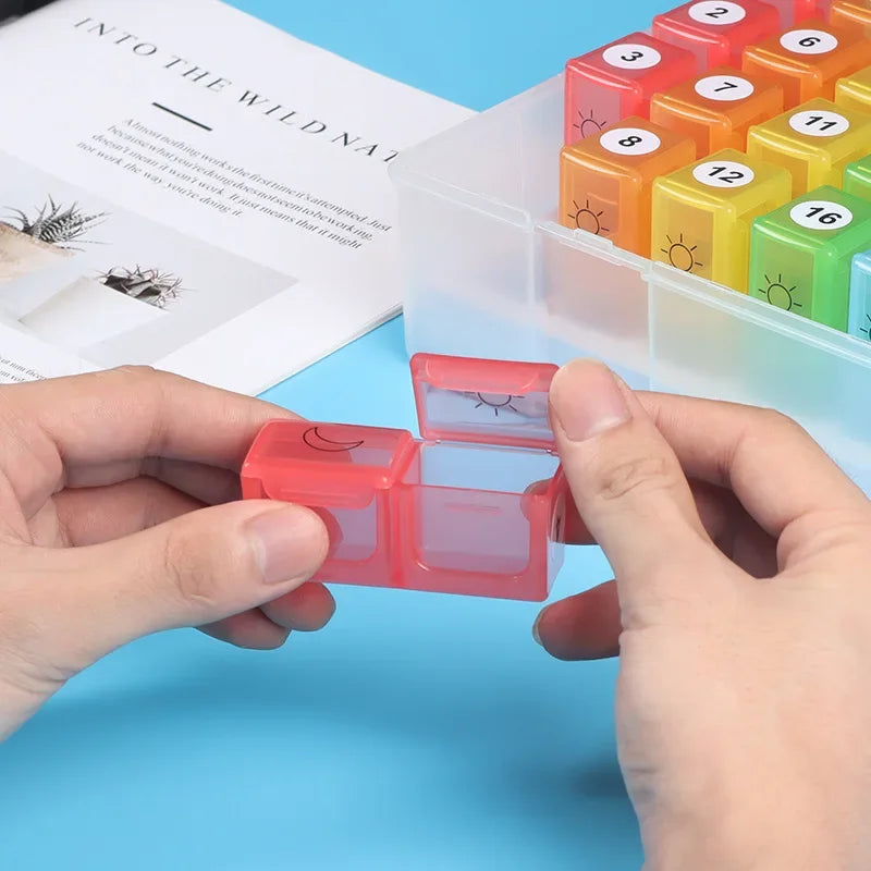 Monthly Pill Case Travel Dispenser 32 Slot 31 Day Pill Box Organizer