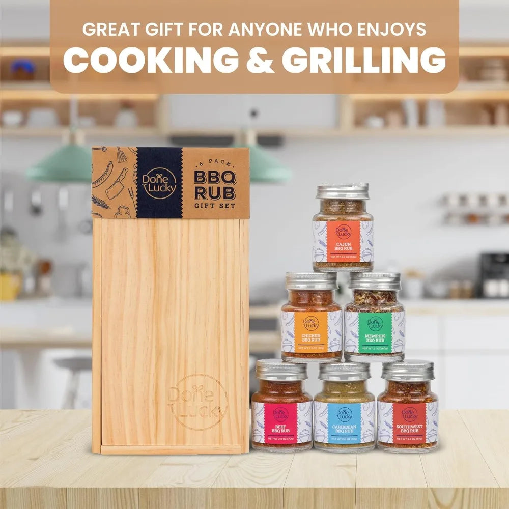 BBQ Rub Gift Set Premium Wooden Box Grilling For Him