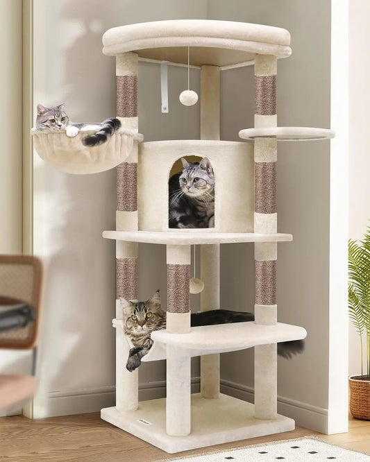 Corner Cat Tree With Hammock Three-Tier Indoor Cat Tower