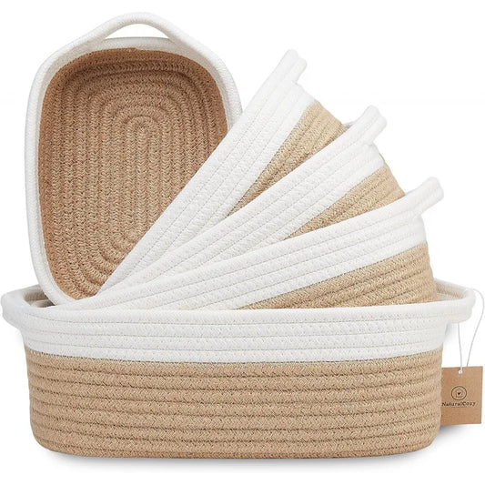 Natural Cotton Rope Basket Set 5 Pack Nursery Toy Organizers