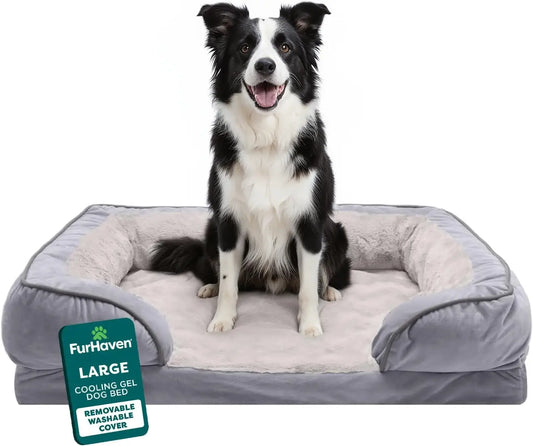 Cooling Gel Dog Bed With Removable Bolsters Washable Cover