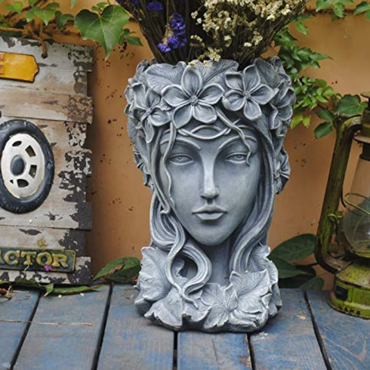 SHXI Creative Goddess Head Planter Statue for Garden Ornaments