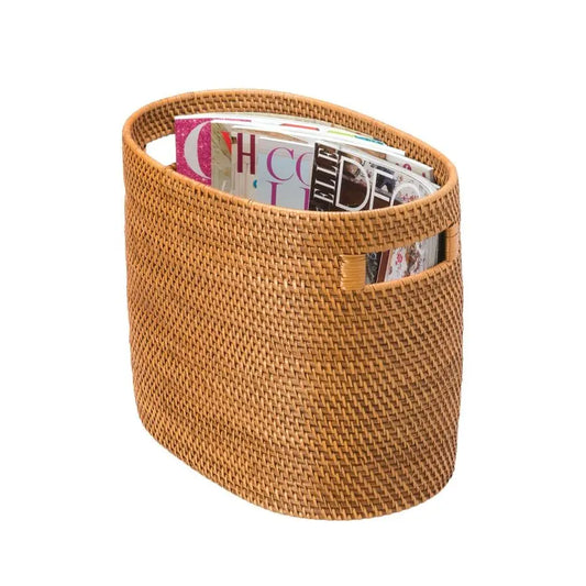 Laguna Rattan Magazine Rack Woven Basket for Home Storage