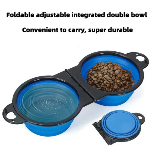 ZHUOJI 2 In 1 Foldable Dual Dog Cat Traveling Bowl