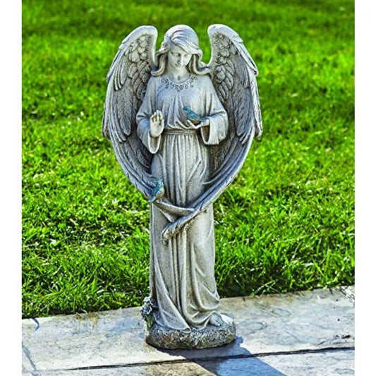 SHXI Angel With Two Birds Statue Garden Decor Resin