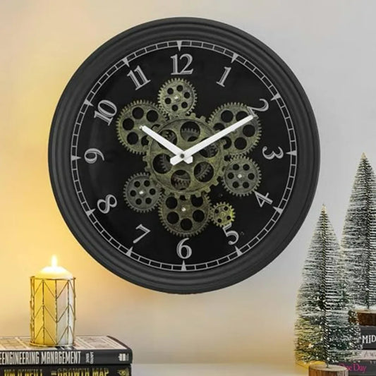 Real Moving Gear Wall Clock Industrial Steampunk Metal Clock