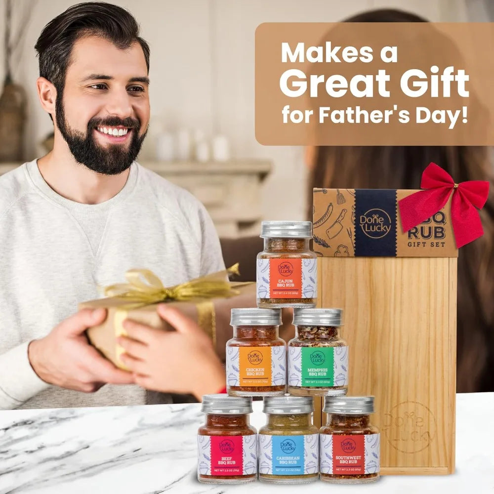 BBQ Rub Gift Set Premium Wooden Box Grilling For Him