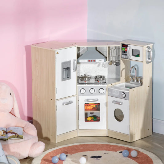 Qaba Ultra Big Corner Kids Kitchen Playset With Sound Effects