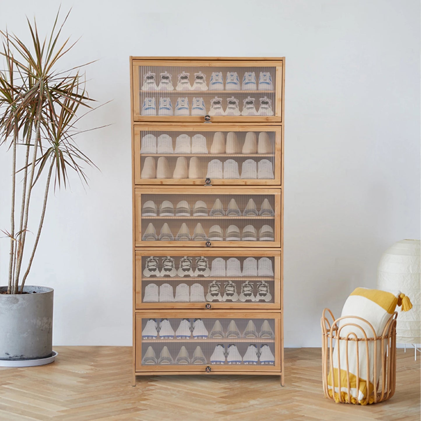 10 Tier Bamboo Shoe Rack Organizer For Footwear Storage