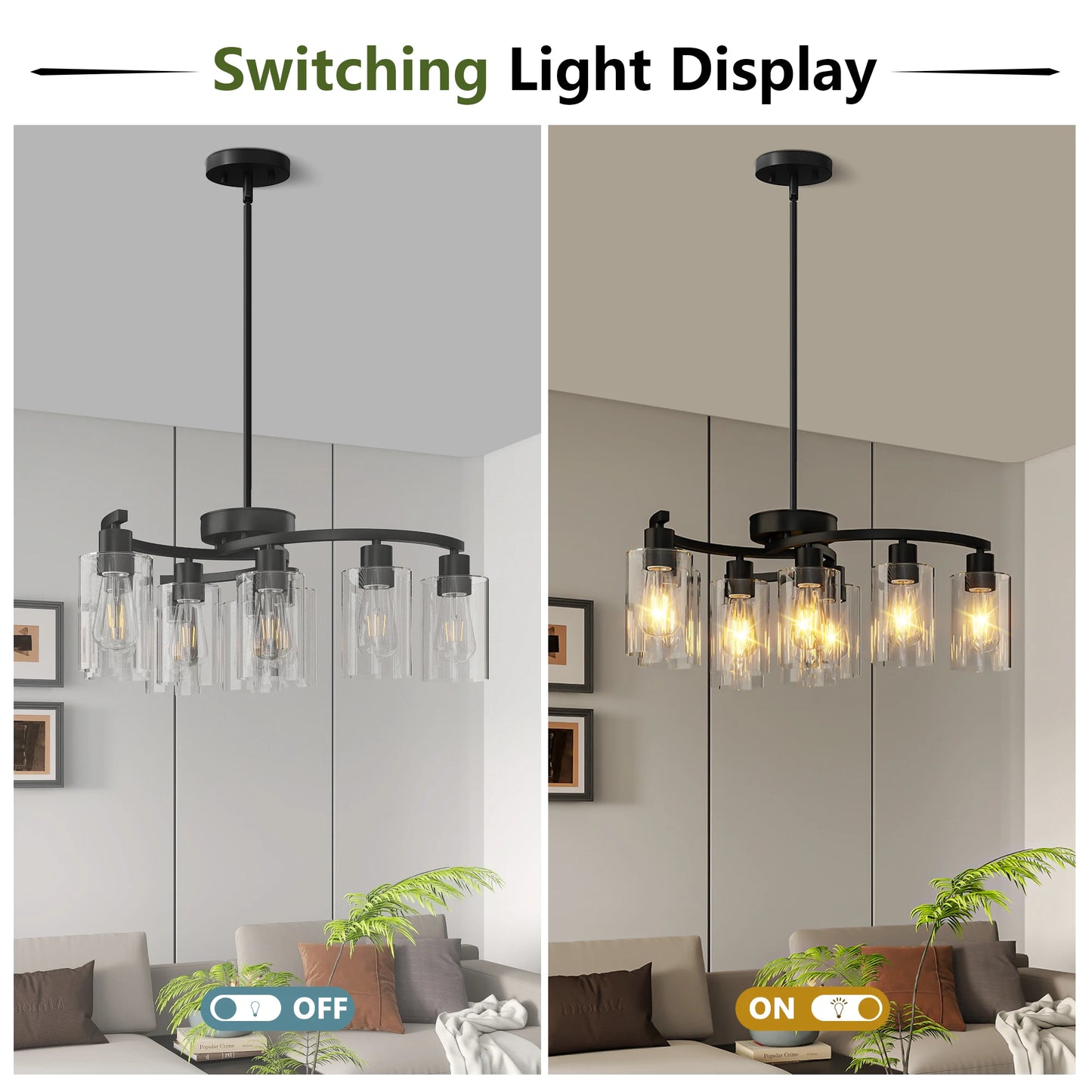 ARLGSITE 9 Light Modern Farmhouse Chandelier Dining Room Fixture