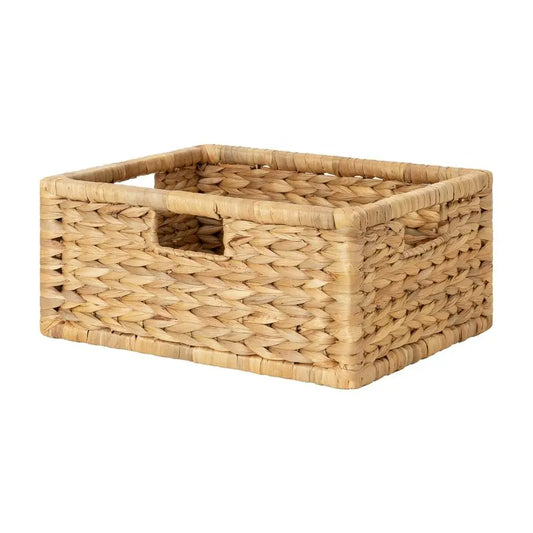Water Hyacinth Wicker Storage Basket With Wooden Frame For Shelves