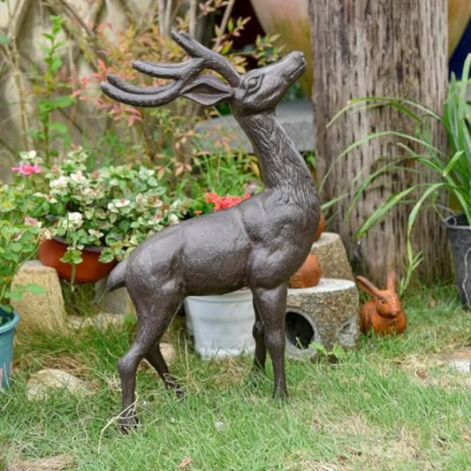 SHXI Cast Iron Deer Statue Indoor Outdoor Metal Sculpture