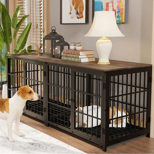 Furniture Style Dog Crate End Table With Doors And Tray