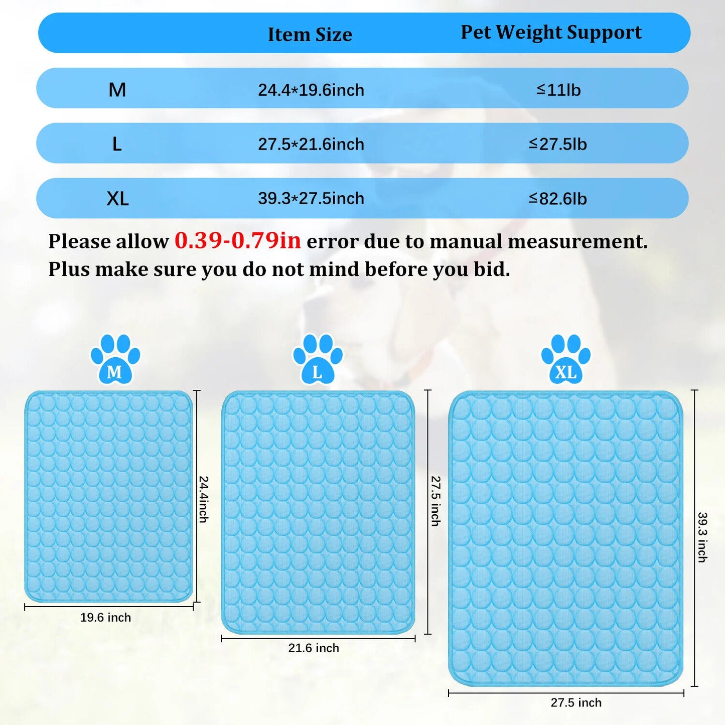 Pet Cooling Mat For Dogs And Cats Ultra Comfort Pad
