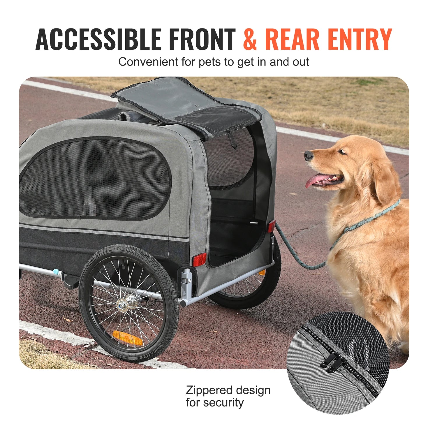 Dog Bike Trailer Pet Cart For Bicycle Carrier With Reflectors