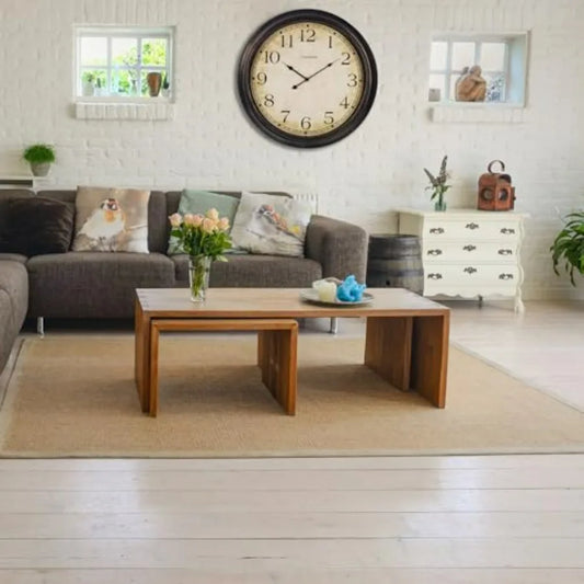 Silent Round Battery Operated Wall Clock For Living Room Farmhouse