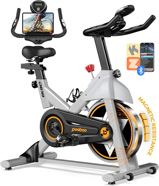 Upgraded Plus Magnetic Stationary Bike For Home Gym Silent Belt