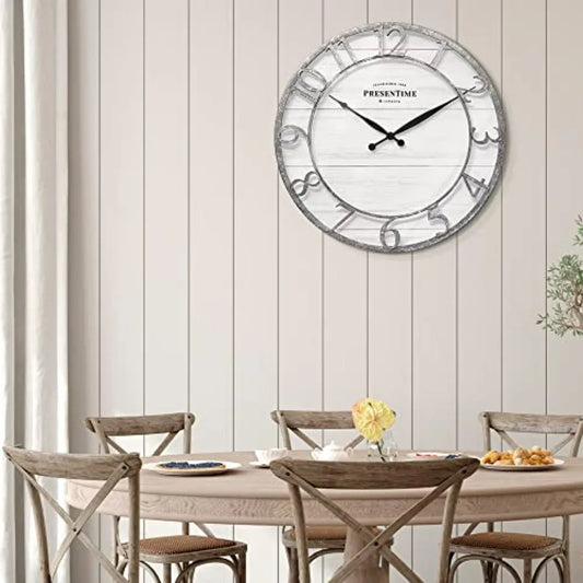 Farmhouse Series Wall Clock Shiplap Finish With Raised 3D Numerals