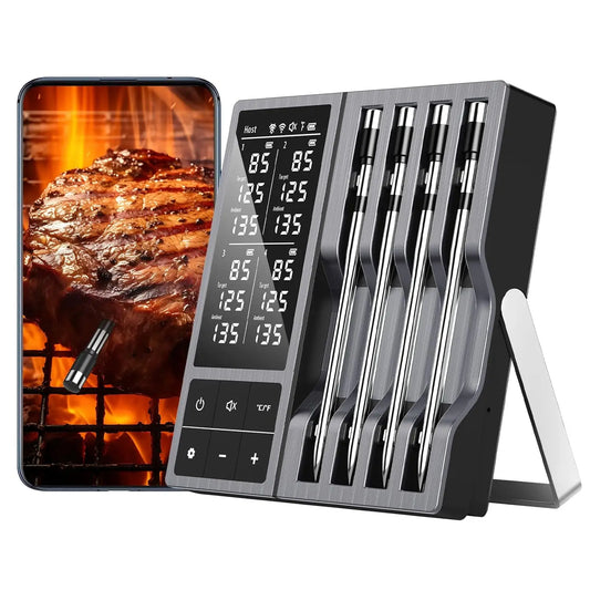 Wireless Meat Thermometer Smart App 800ft Bluetooth 4 Probes
