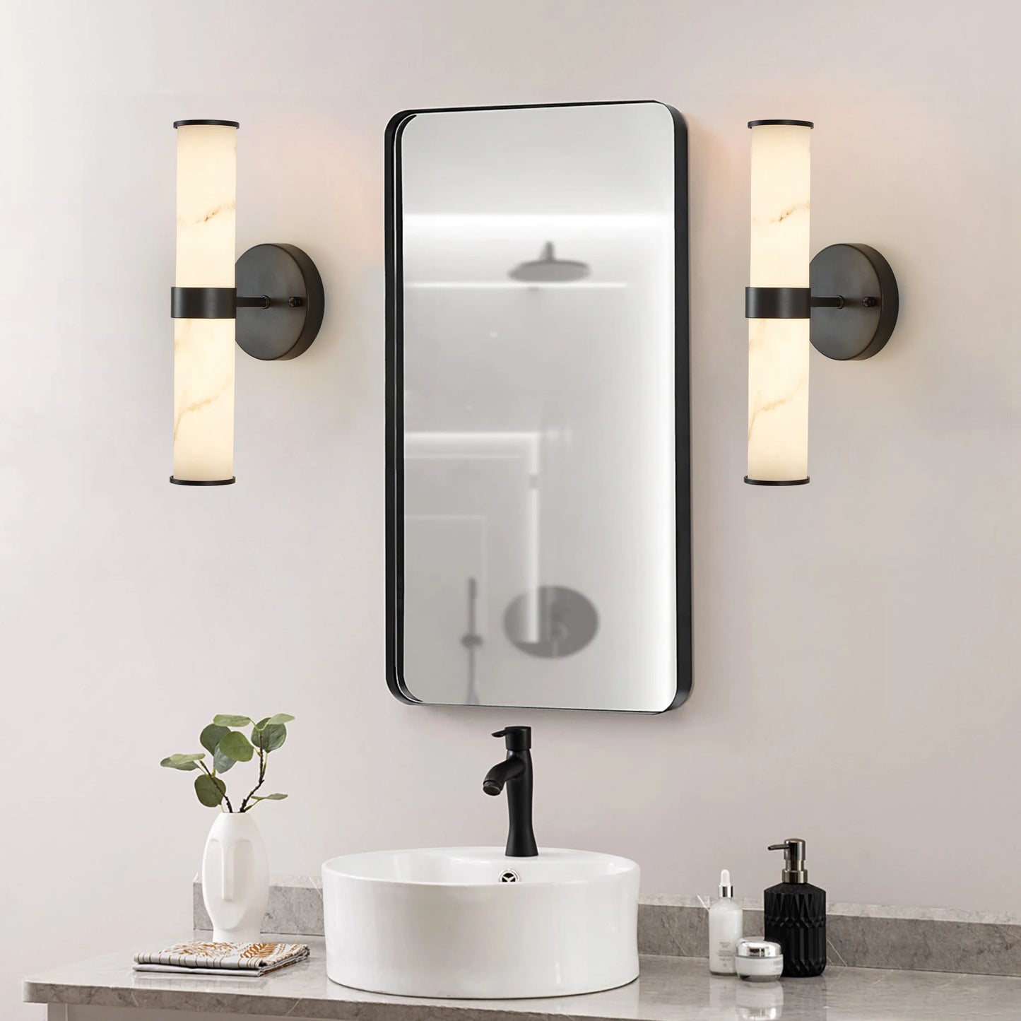 ARLGSITE Resin Marble Texture Wall Light Set of 2 Fixtures