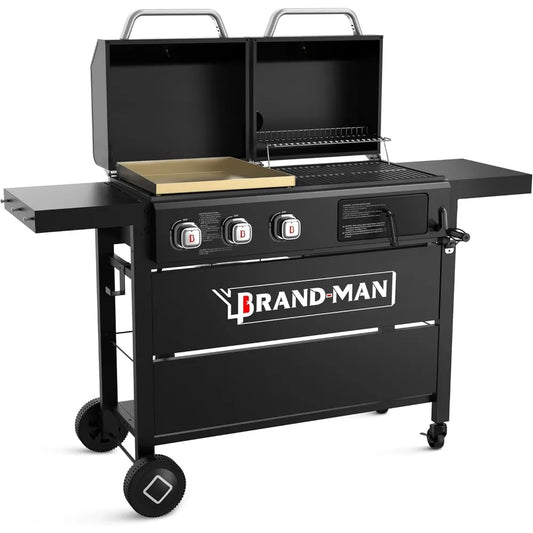 Propane Charcoal Grill Combo Dual Fuel BBQ With Dual Lids