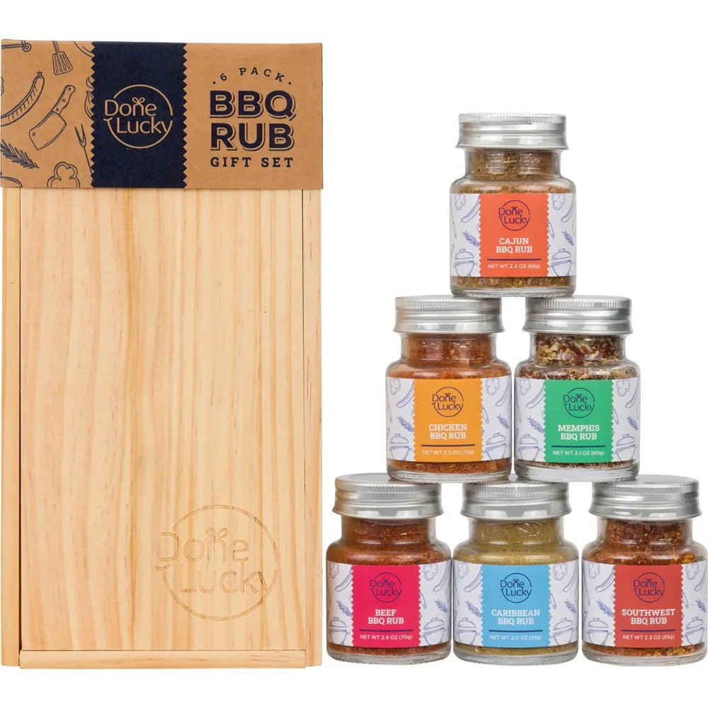 BBQ Rub Gift Set Premium Wooden Box Grilling For Him