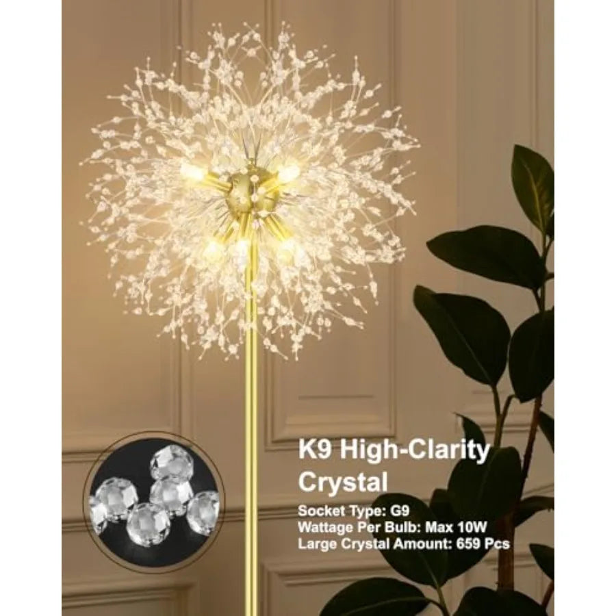 MDNG Crystal Floor Lamp With On Off Foot Switch Midcentury