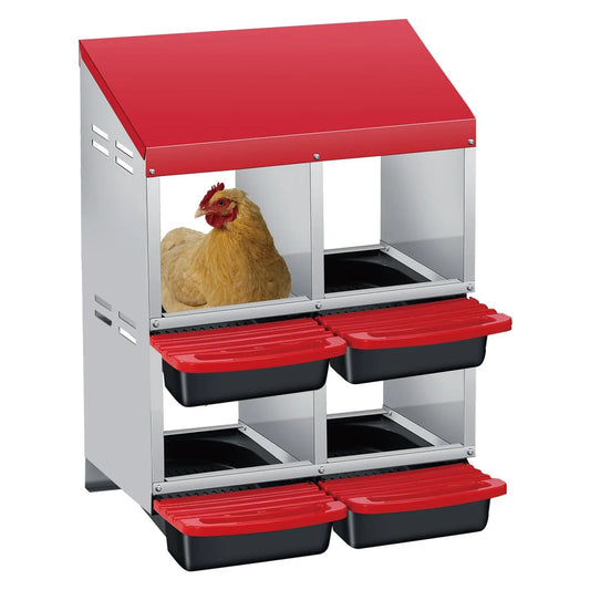 HiMISS Chicken Nesting Box 4 Compartment Roll Away Egg Collection