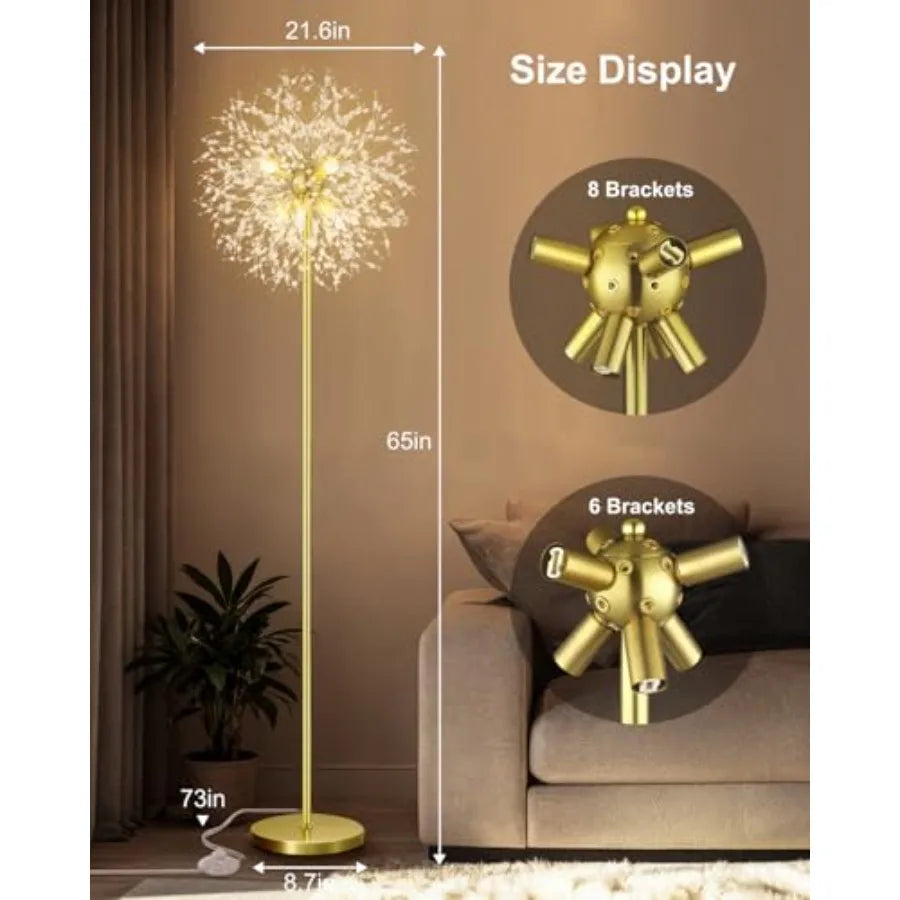 MDNG Crystal Floor Lamp With On Off Foot Switch Midcentury