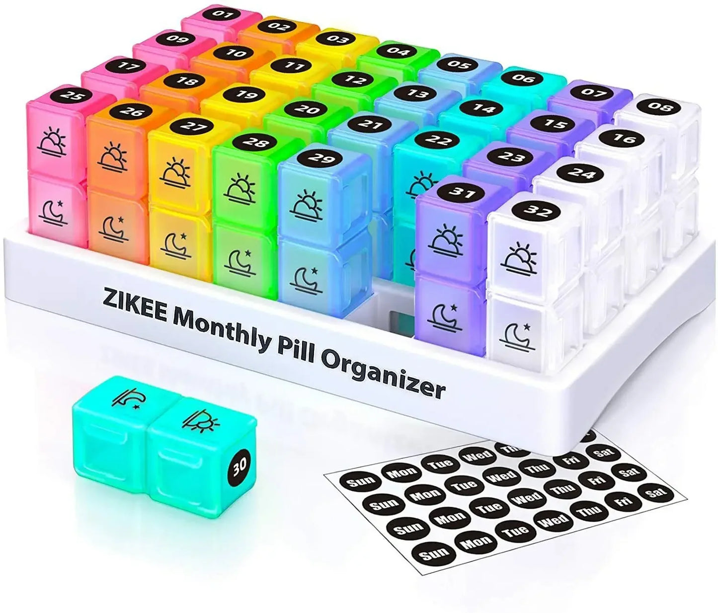Monthly Pill Case Travel Dispenser 32 Slot 31 Day Pill Box Organizer