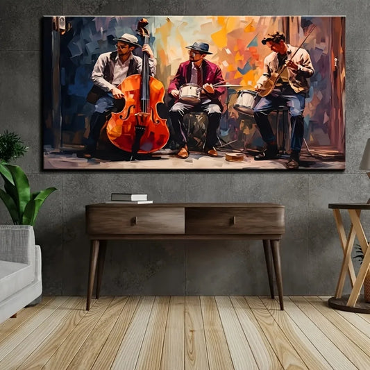 Vibrant Abstract Jazz Band Canvas Wall Art Pencil Sketches