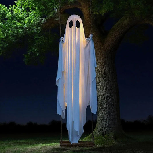 Halloween Ghost Swing Decor Lighted Battery Powered Pendant Outdoor
