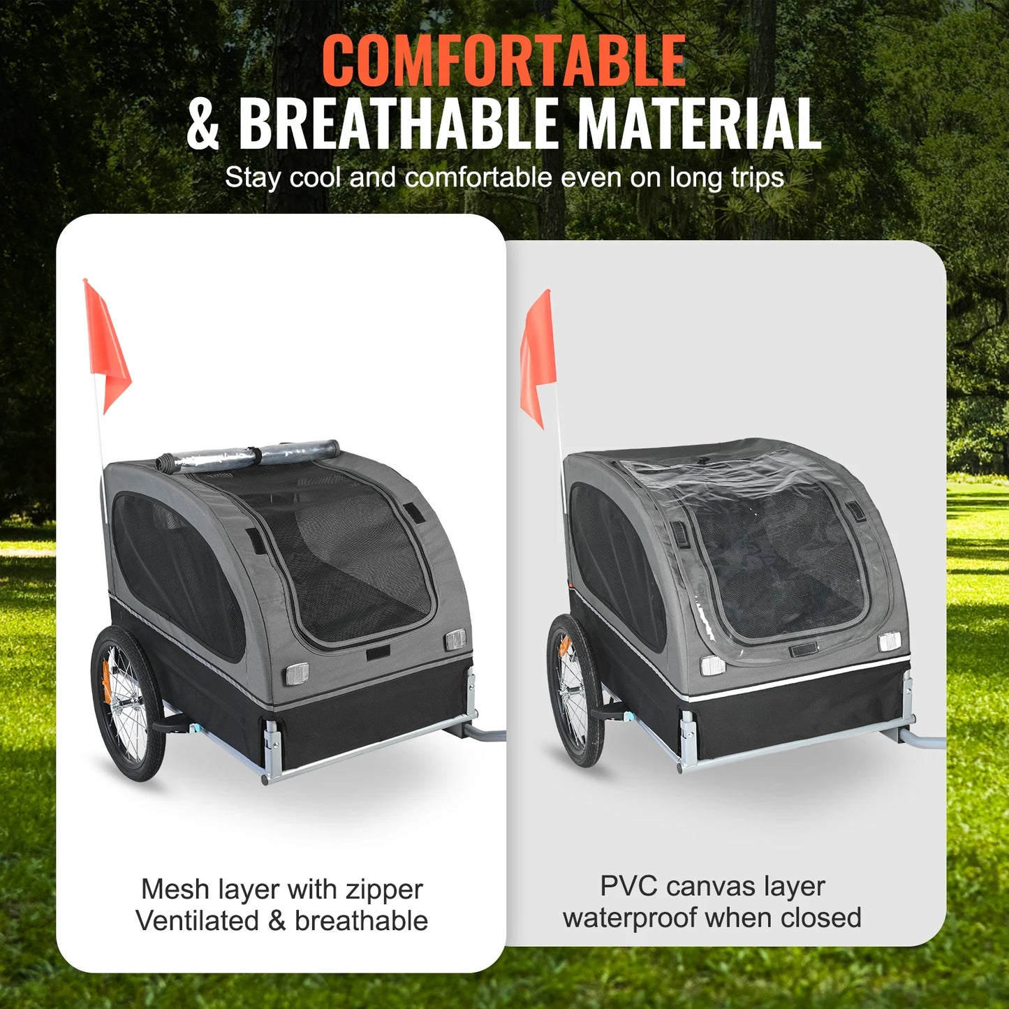 Dog Bike Trailer Pet Cart For Bicycle Carrier With Reflectors