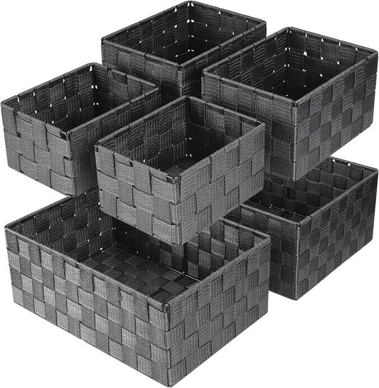 Woven Storage Baskets Set Of 6 For Closet Organization