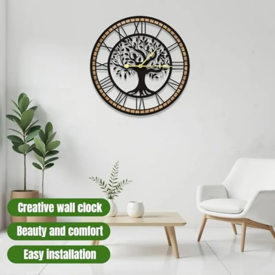 Tree of Life Wall Clock Silent Non Ticking Living Room Decor