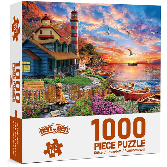 Sunset Lighthouse 1000 Piece Jigsaw Puzzle For Adults