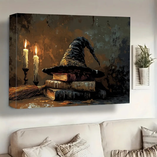 Solid Wood Picture Frame Halloween Witch Poster Wall Art