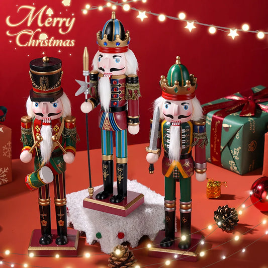 Three Piece Wooden Nutcracker Ornaments Traditional Hand Painted Christmas