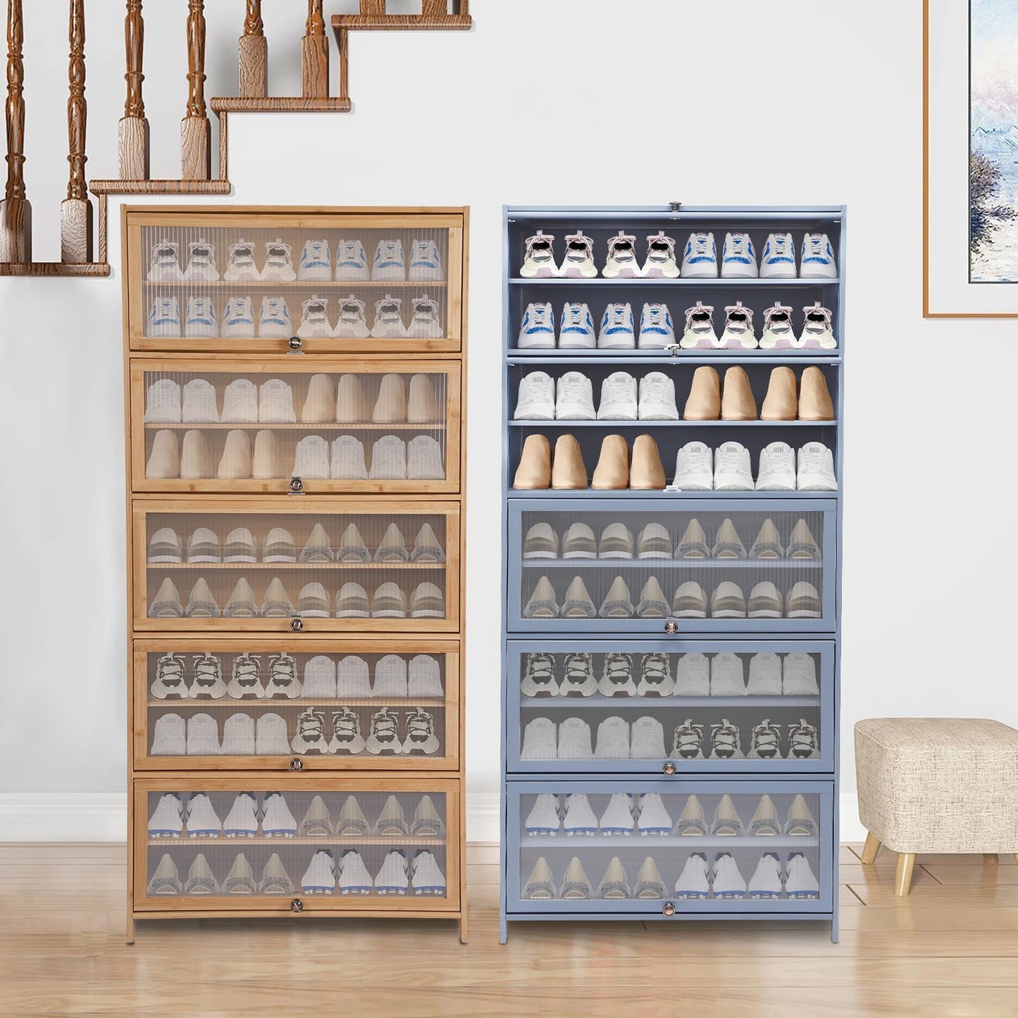 10 Tier Bamboo Shoe Rack Organizer For Footwear Storage