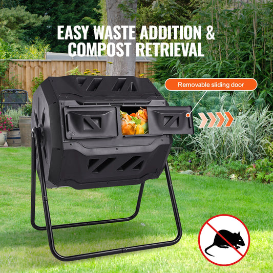 Dual Chamber Compost Bin 43 Gallons Tumbler Garden Kitchen