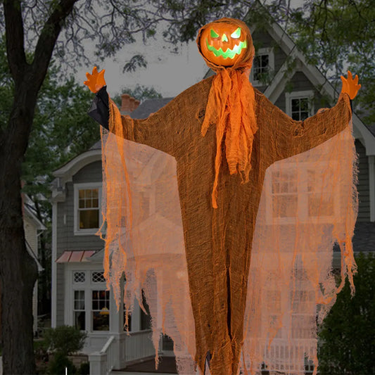 NONECN Halloween Pumpkin Hanging Prop Glowing Rotating Decoration