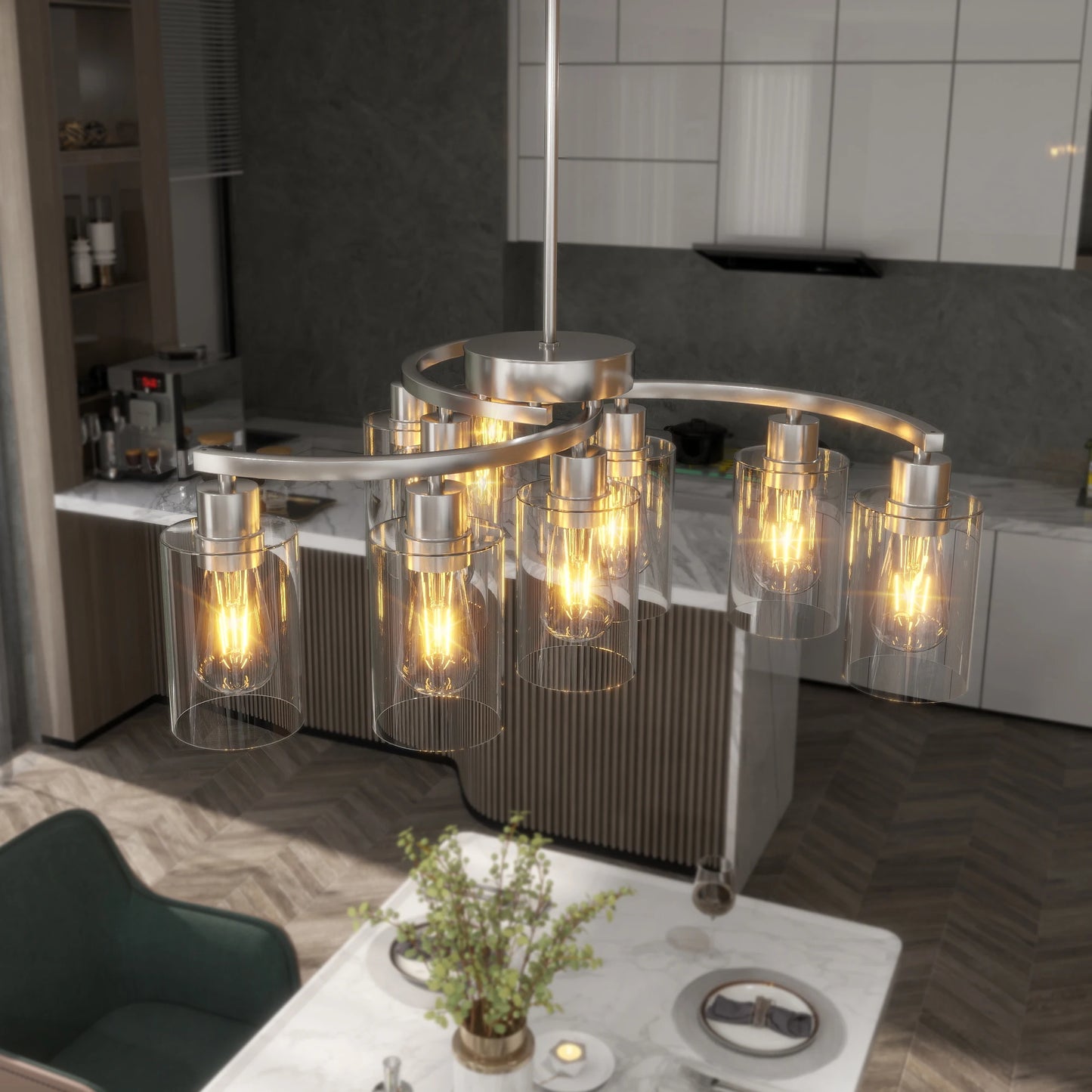 ARLGSITE 9 Light Modern Farmhouse Chandelier Dining Room Fixture